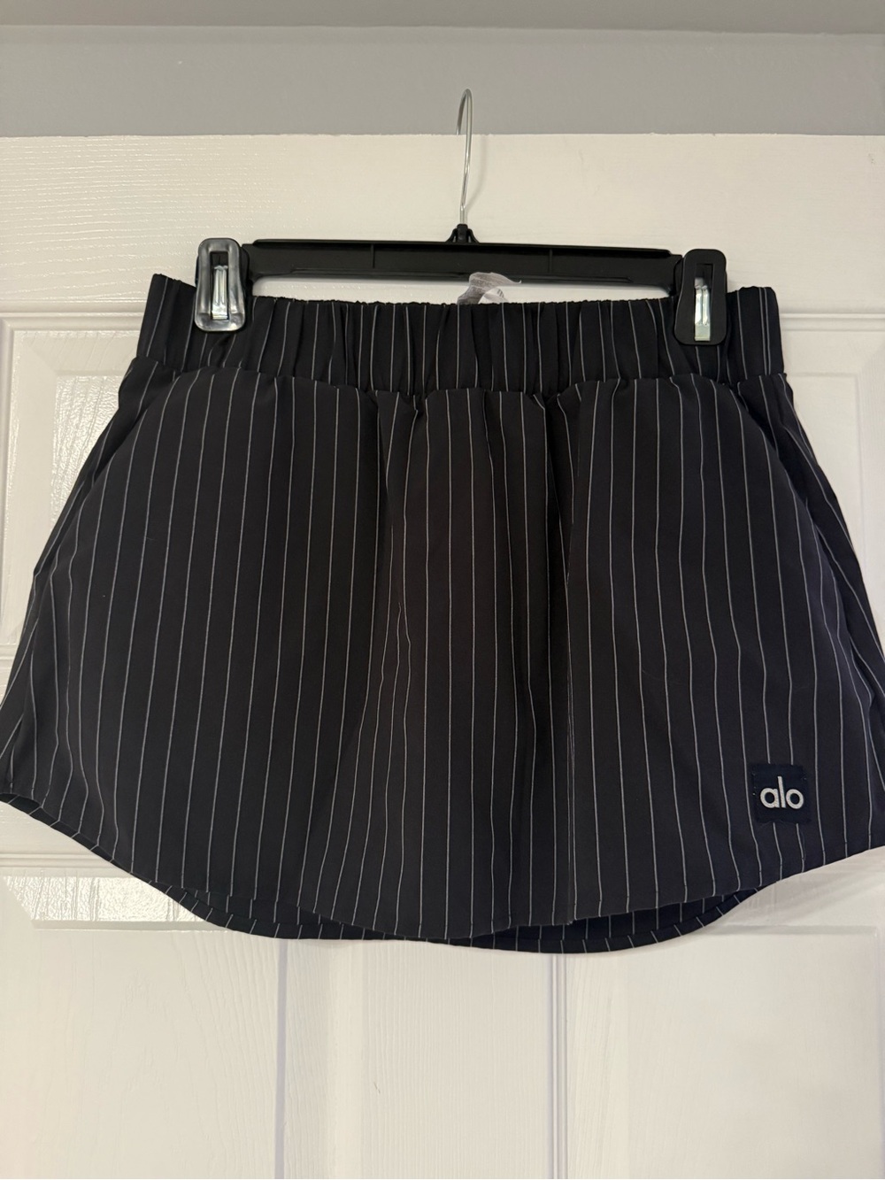 ALO Yoga Black Pinstripe Mini Skort